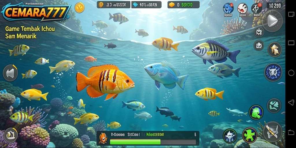 Screenshot CEMARA777 menampilkan gameplay Tembak Ikan yang seru.