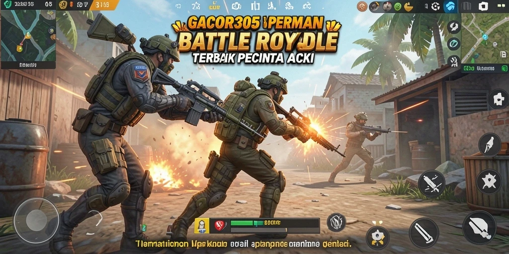 Tampilan menarik dari gameplay GACOR305 dalam pertarungan Battle Royale.