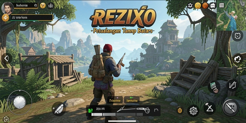 Screenshot gameplay Open World REZIXO yang menampilkan eksplorasi bebas.