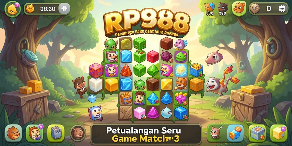 Tampilan gameplay seru dalam RP888 dengan kombinasi Match-3.
