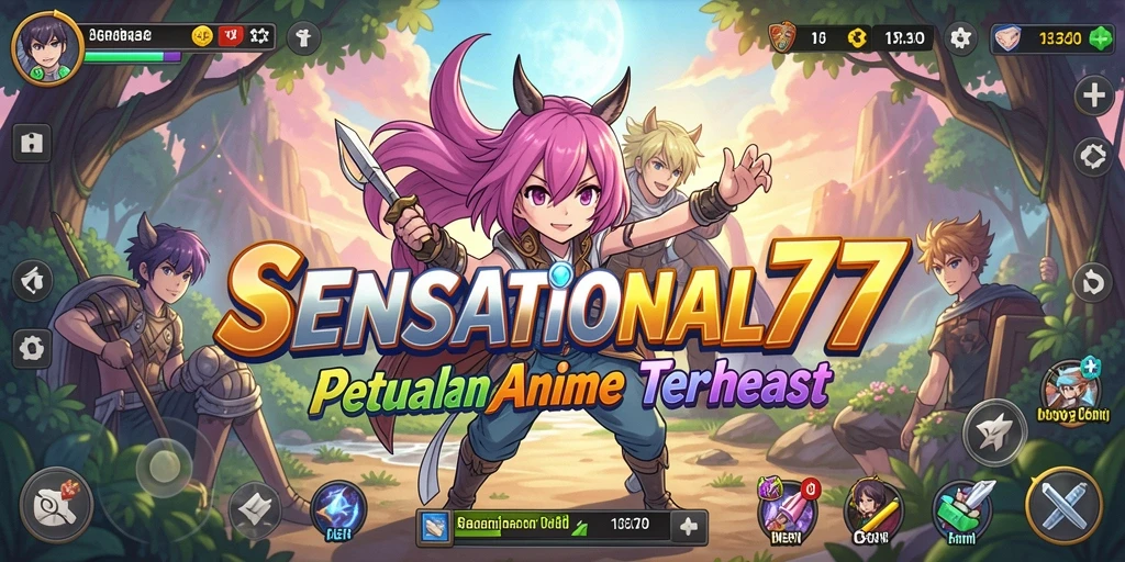 Screenshot gameplay SENSATIONAL77 yang menampilkan karakter anime beraksi.