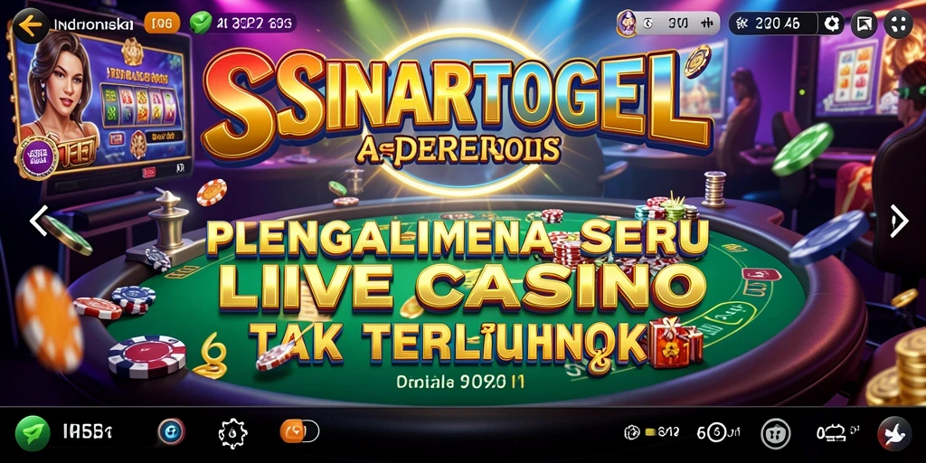 Screenshot gameplay SINARTOGEL menampilkan dealer profesional dan suasana kasino yang hidup.