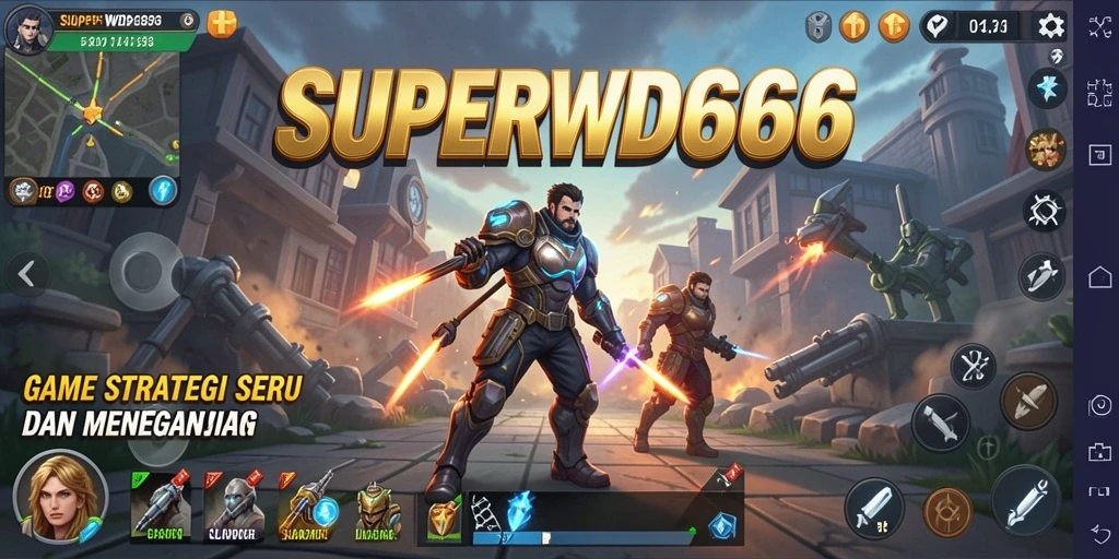 Tangkapan layar SUPERWD666 menampilkan aksi strategi yang mendebarkan.