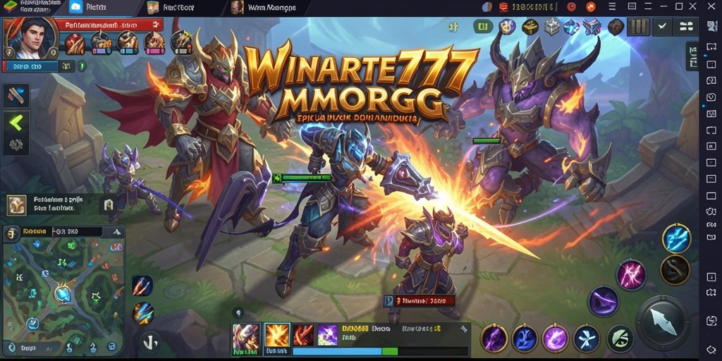 Screenshot gameplay dari WINRATE777 yang menunjukkan pertarungan epik dalam MMORPG.